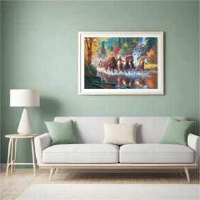 Diamond Painting Pferdegruppe im Wasser - SEOS Shop ® 