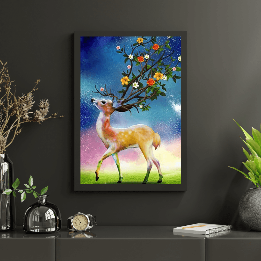 Diamond Painting Hirsch und Blumen Horn - SEOS Shop ®