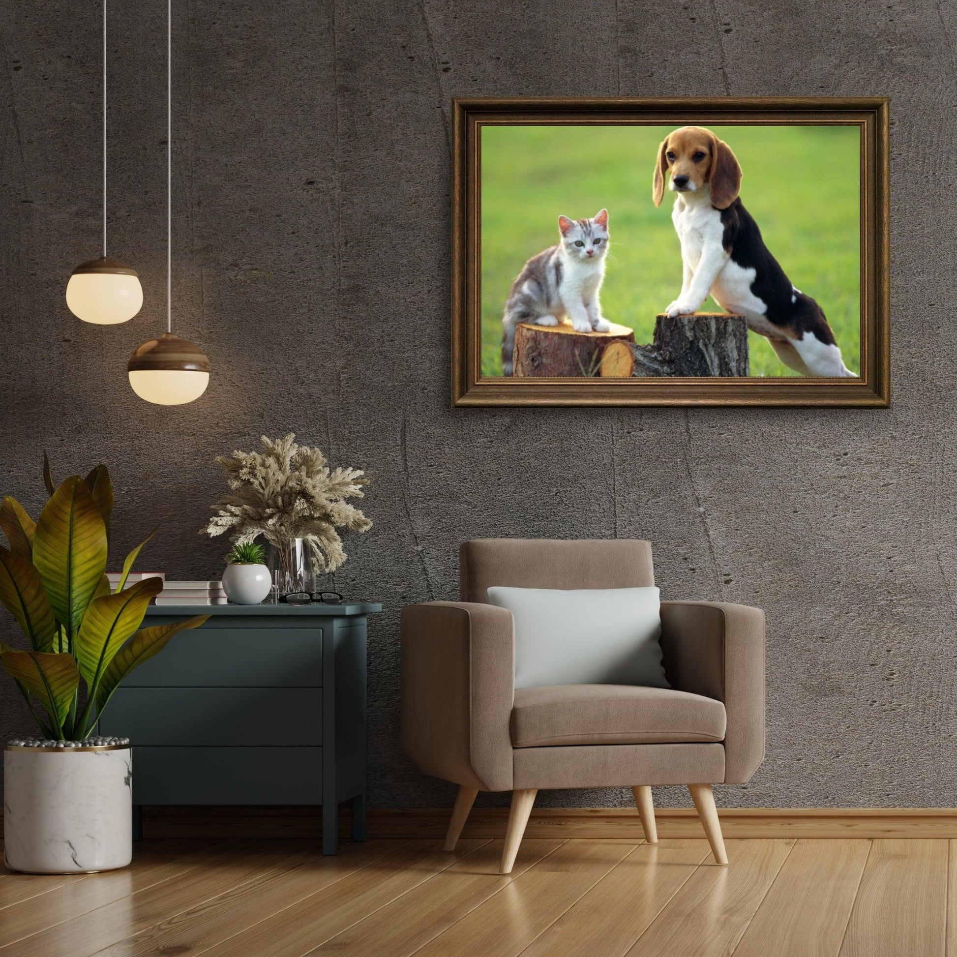 Diamantmalerei Hund mit Katze - SEOS Shop ®