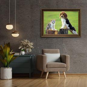 Diamantmalerei Hund mit Katze - SEOS Shop ®