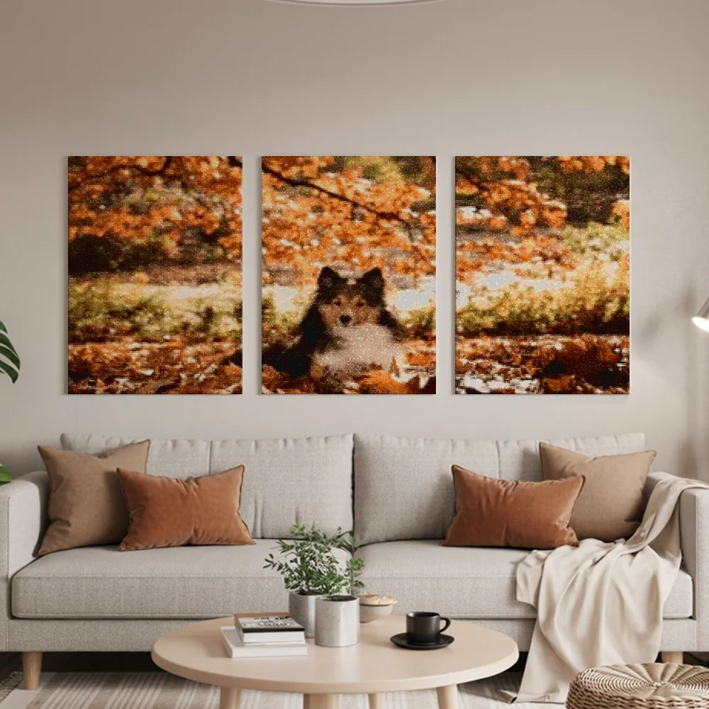 Diamond Painting Hund im Wald 3-teilig - SEOS Shop ®
