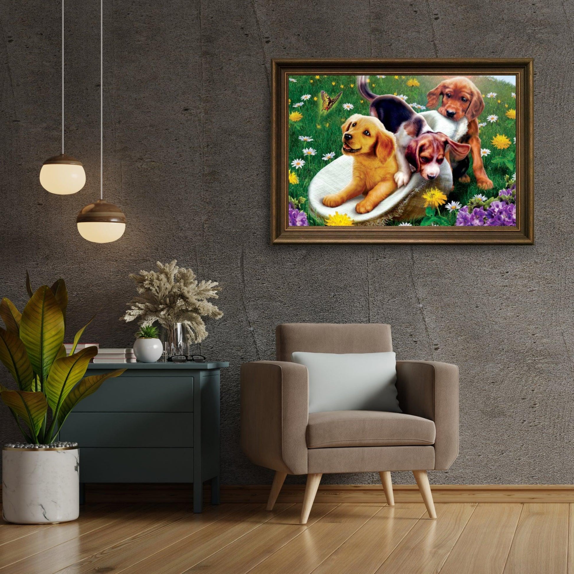 Diamantmalerei Hunde und Blumen - SEOS Shop ®