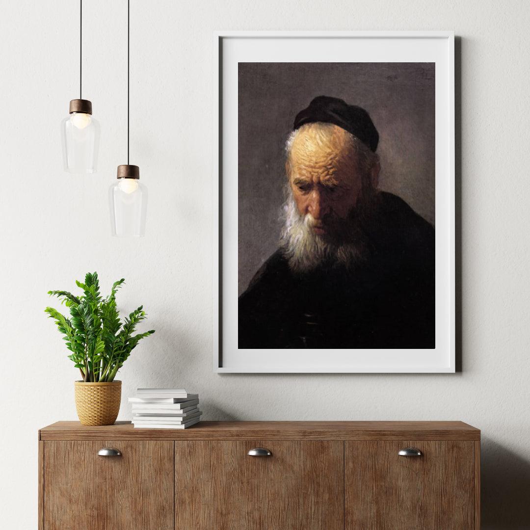Diamond Painting Kopf eines alten Mannes mit Mütze, von Rembrandt - SEOS Shop