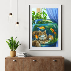 Diamantmalerei Katze mit Fisch - SEOS Shop ®