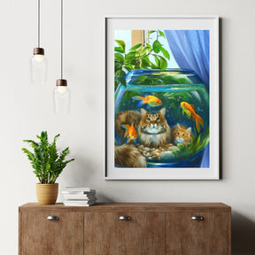 Diamantmalerei Katze mit Fisch - SEOS Shop ®