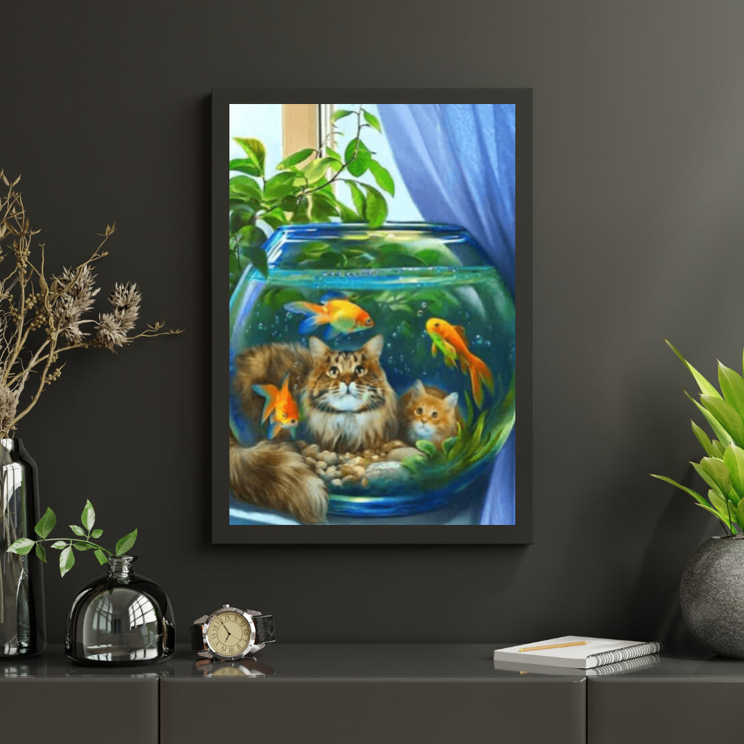 Diamantmalerei Katze mit Fisch - SEOS Shop ®
