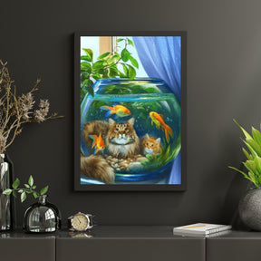 Diamantmalerei Katze mit Fisch - SEOS Shop ®