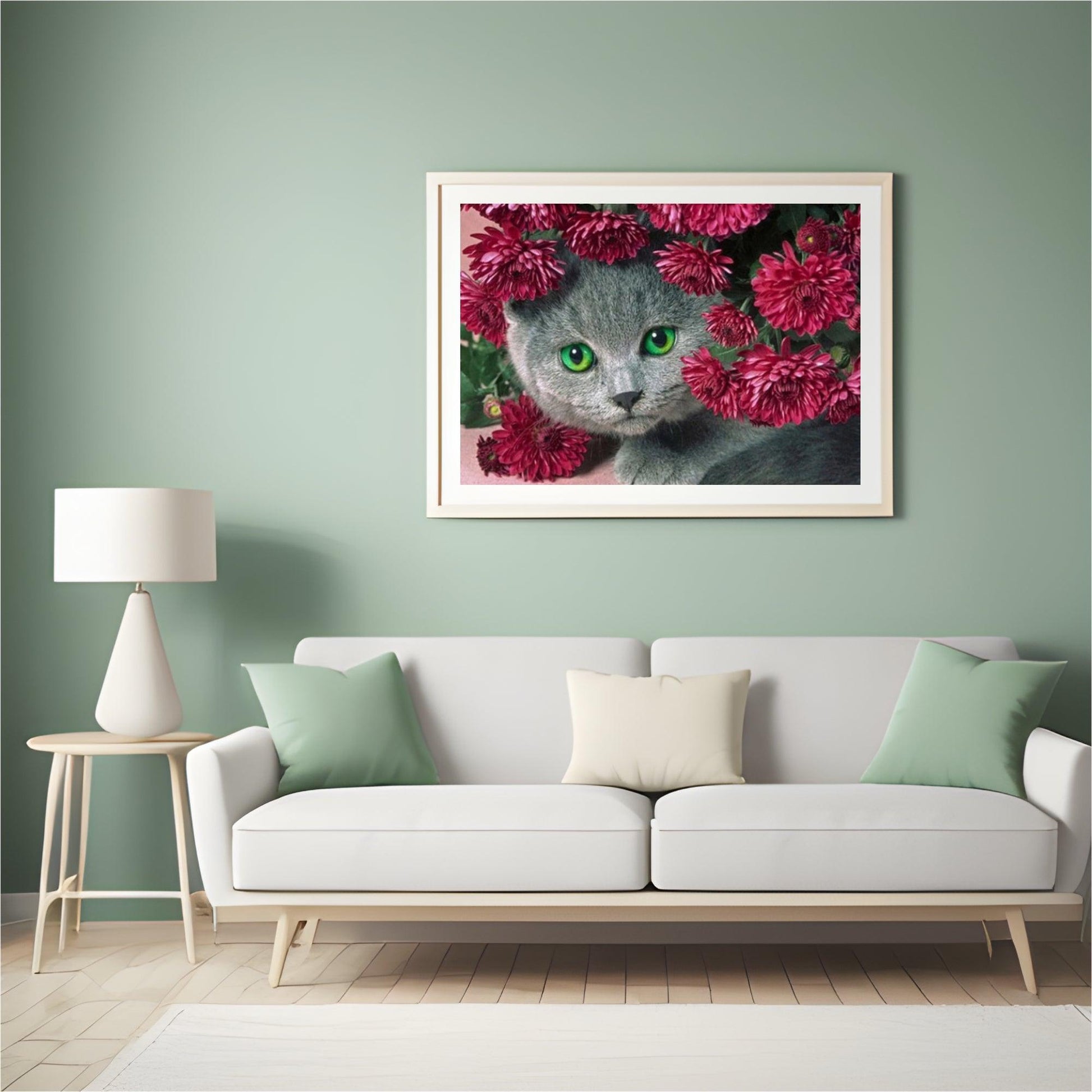 Diamantmalerei Katze mit Blumen - SEOS Shop ®