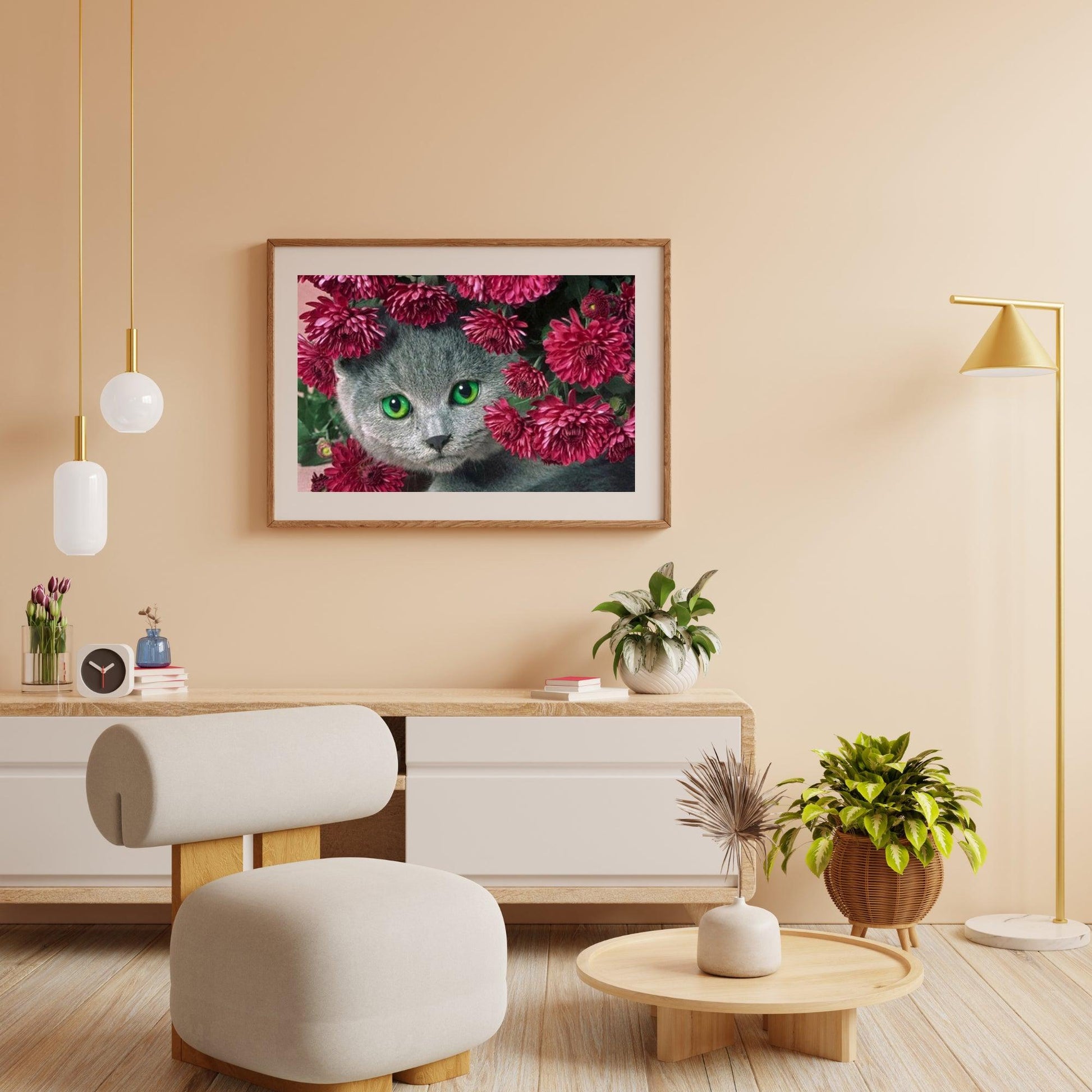 Diamantmalerei Katze mit Blumen - SEOS Shop ®
