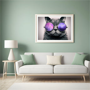 Diamantmalerei Katze mit lila Brille - SEOS Shop ®