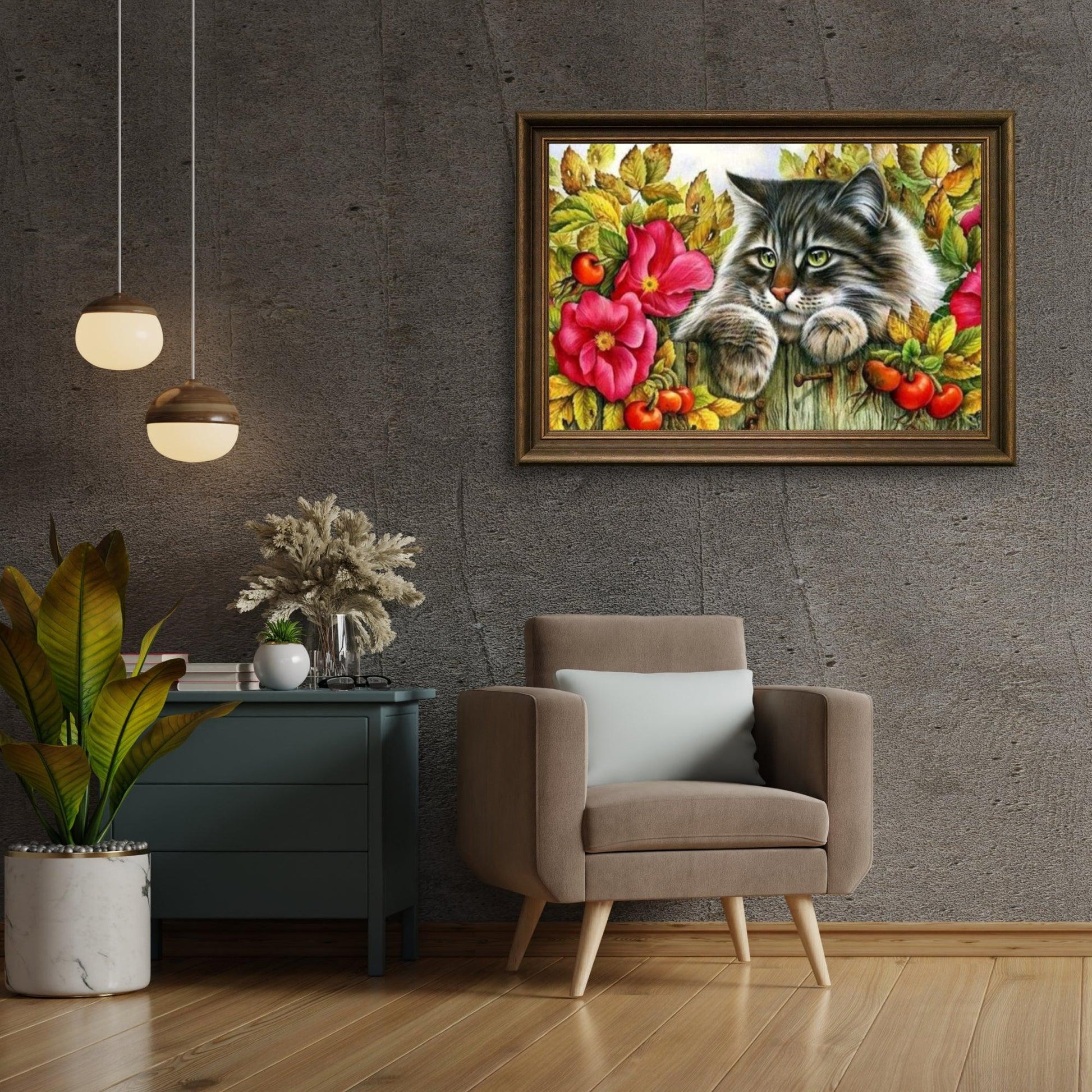 Diamantmalerei Katze auf dem Zaun - SEOS Shop ®