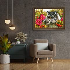 Diamantmalerei Katze auf dem Zaun - SEOS Shop ®
