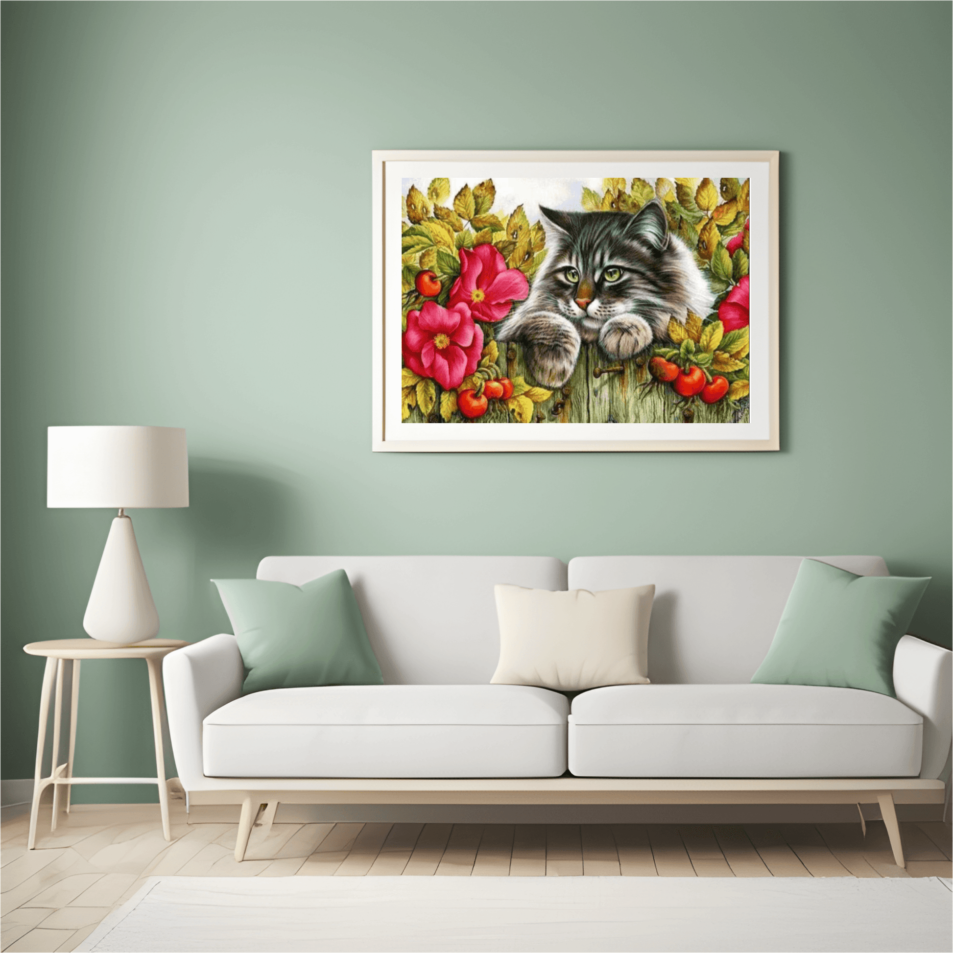 Diamantmalerei Katze auf dem Zaun - SEOS Shop ®