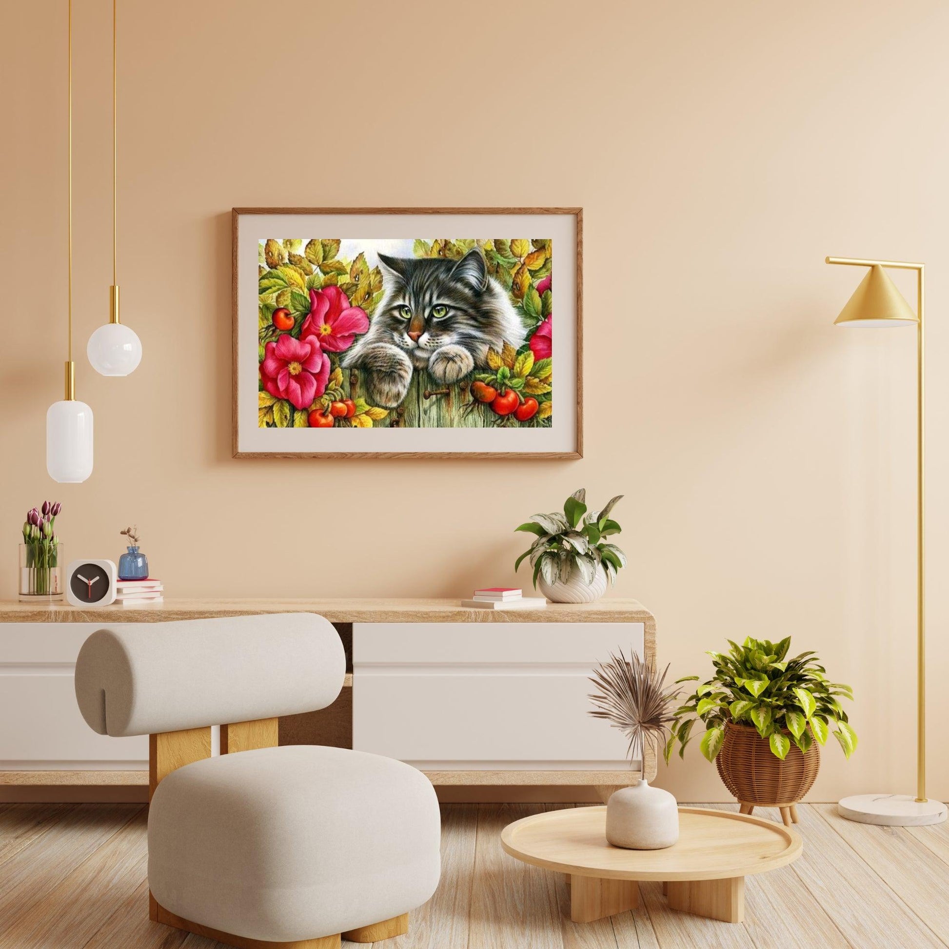 Diamantmalerei Katze auf dem Zaun - SEOS Shop ®