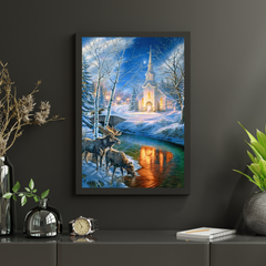 Diamond Painting Weihnachtskirche und Hirsch - SEOS Shop ®