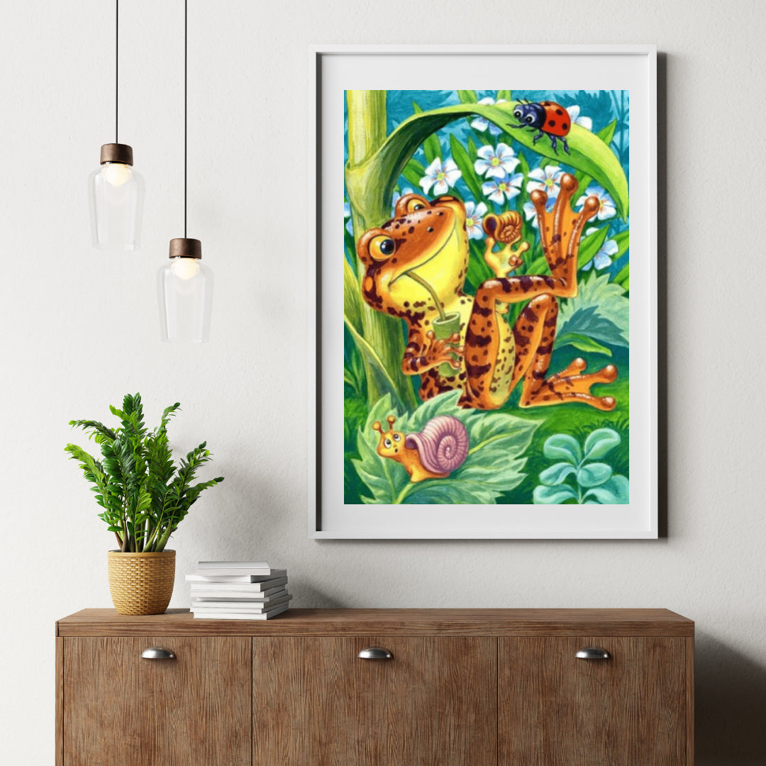 Diamond Painting Frosch mit Marienkäfer - SEOS Shop ®