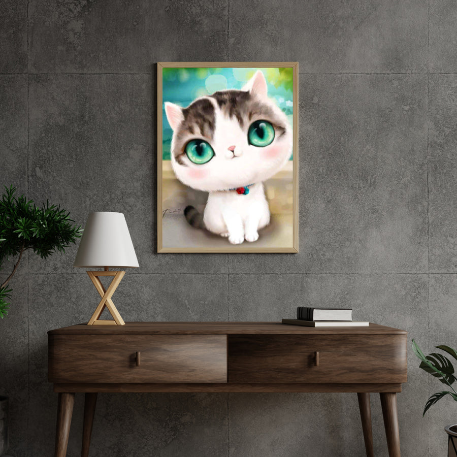 Diamond Painting Kätzchen mit großen türkisfarbenen Augen - SEOS Shop ®