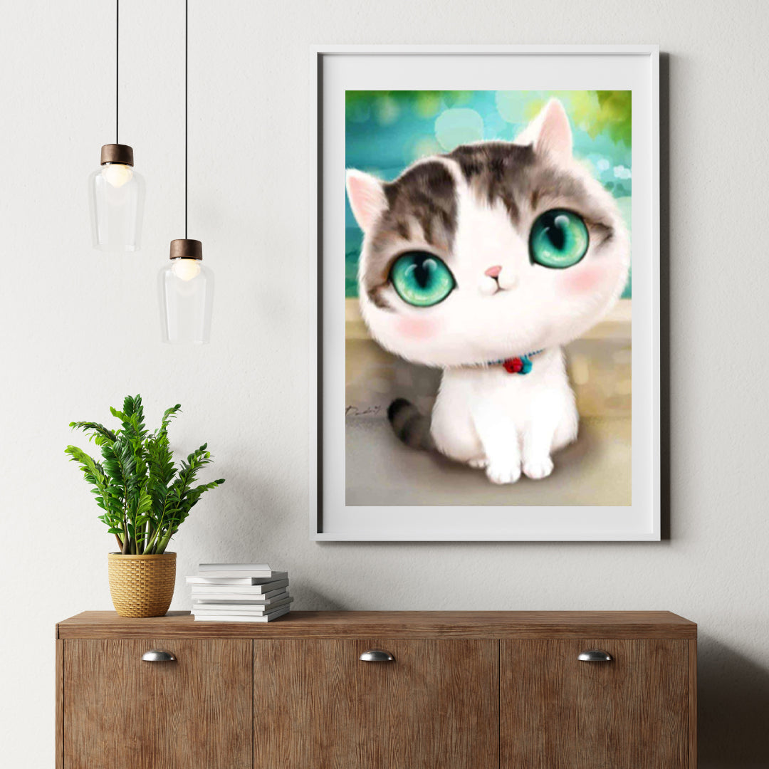 Diamond Painting Kätzchen mit großen türkisfarbenen Augen - SEOS Shop ®