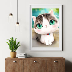 Diamond Painting Kätzchen mit großen türkisfarbenen Augen - SEOS Shop ®