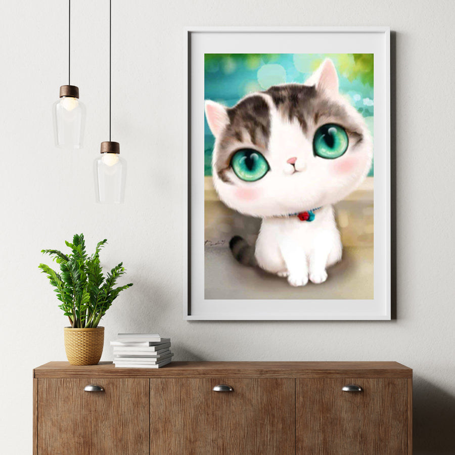 Diamond Painting Kätzchen mit großen türkisfarbenen Augen - SEOS Shop ®