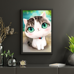 Diamond Painting Kätzchen mit großen türkisfarbenen Augen - SEOS Shop ®