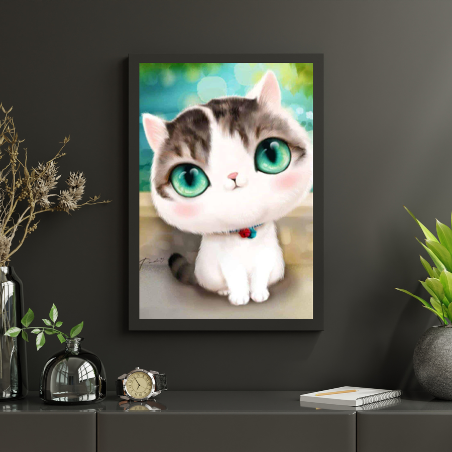 Diamond Painting Kätzchen mit großen türkisfarbenen Augen - SEOS Shop ®