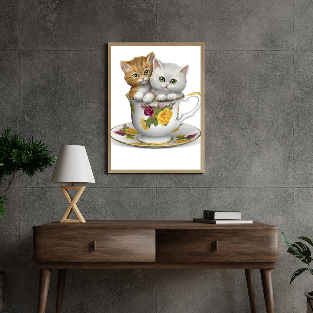 Diamantmalerei Kätzchen in einer Teetasse - SEOS Shop ®