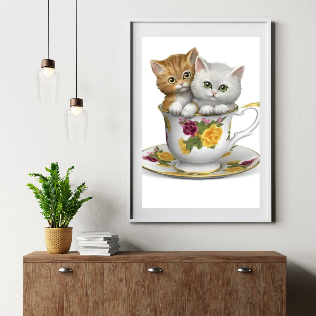Diamantmalerei Kätzchen in einer Teetasse - SEOS Shop ®