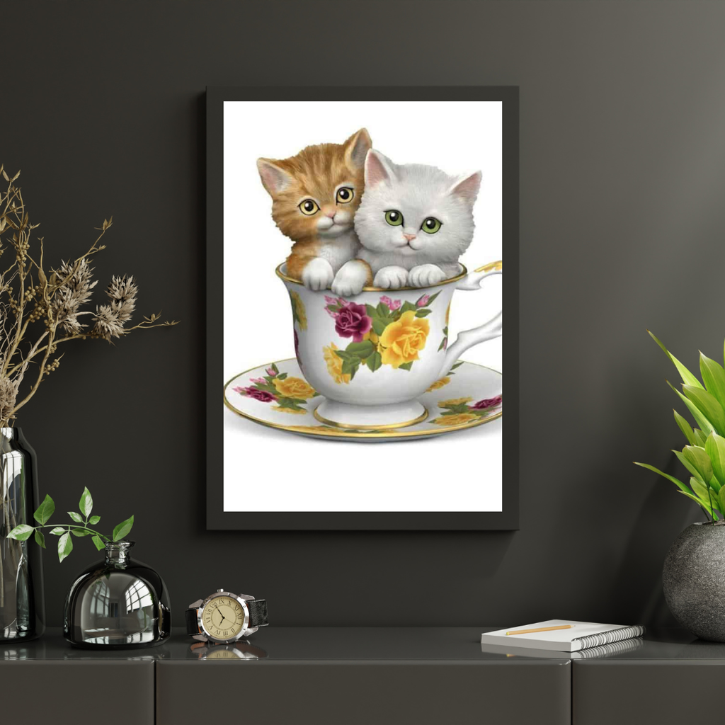 Diamantmalerei Kätzchen in einer Teetasse - SEOS Shop ®