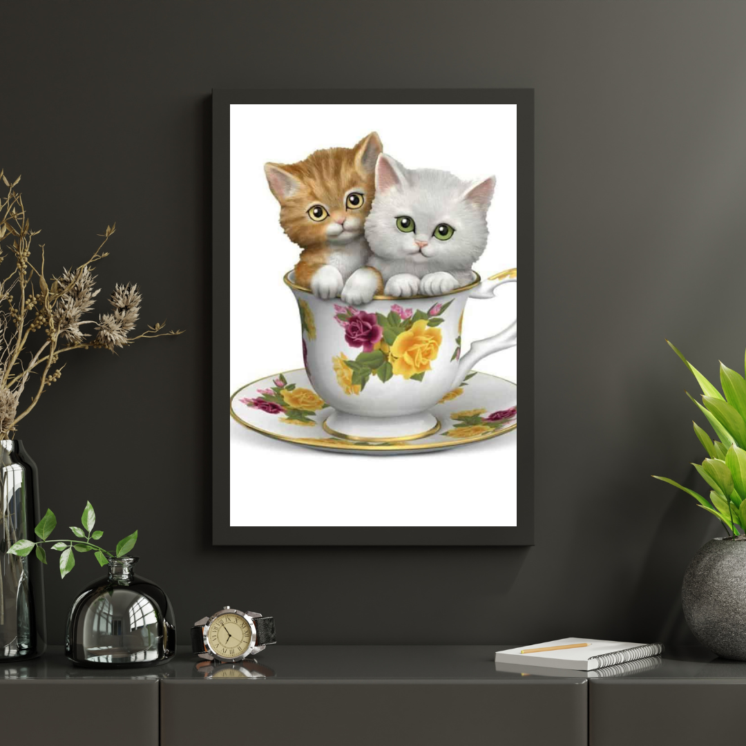 Diamantmalerei Kätzchen in einer Teetasse - SEOS Shop ®