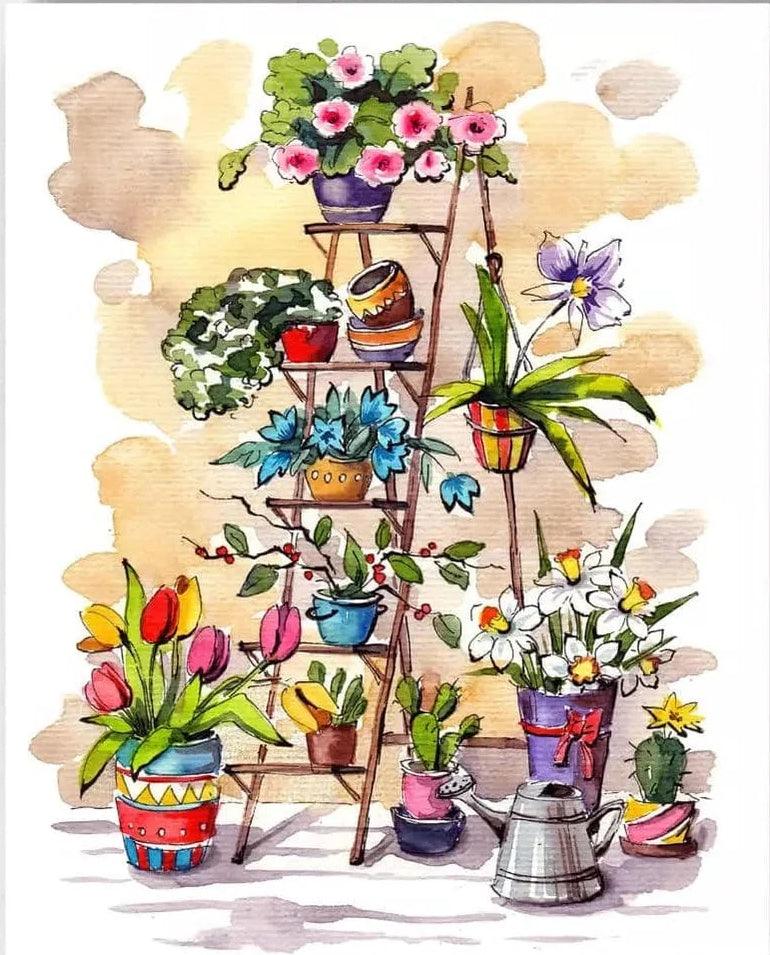 Diamond Painting Leiter mit Blumen - SEOS Shop ®