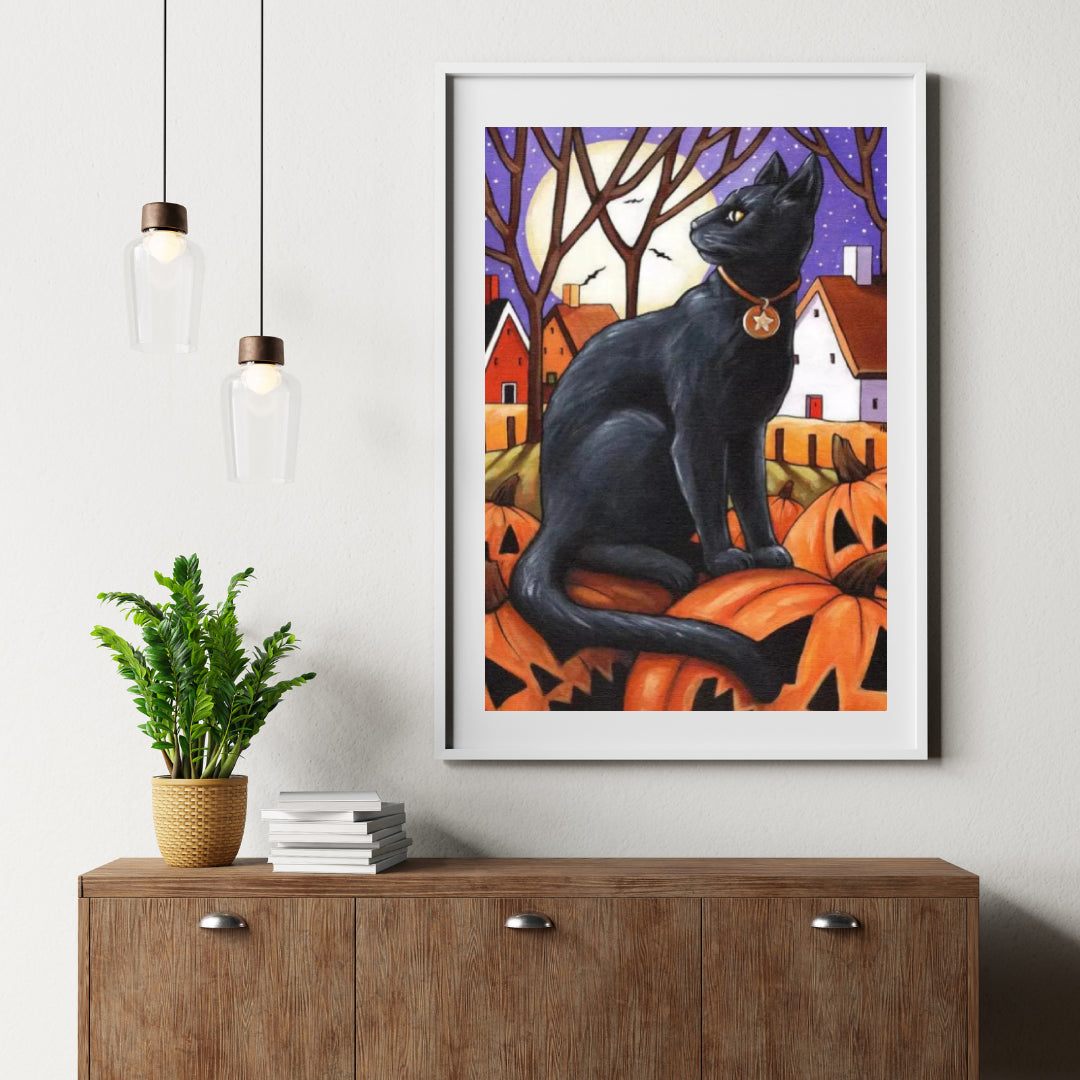 Diamantmalerei Mondkatze &amp; Kürbisse