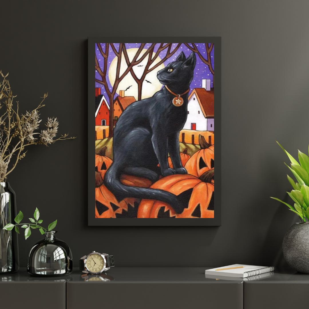 Diamantmalerei Mondkatze &amp; Kürbisse