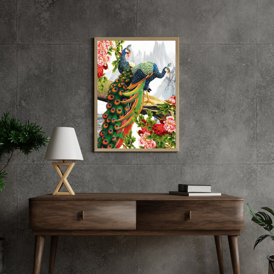 Diamantmalerei Schöner Pfau mit Blume - SEOS Shop ®