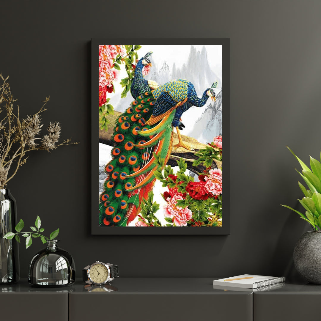 Diamantmalerei Schöner Pfau mit Blume - SEOS Shop ®