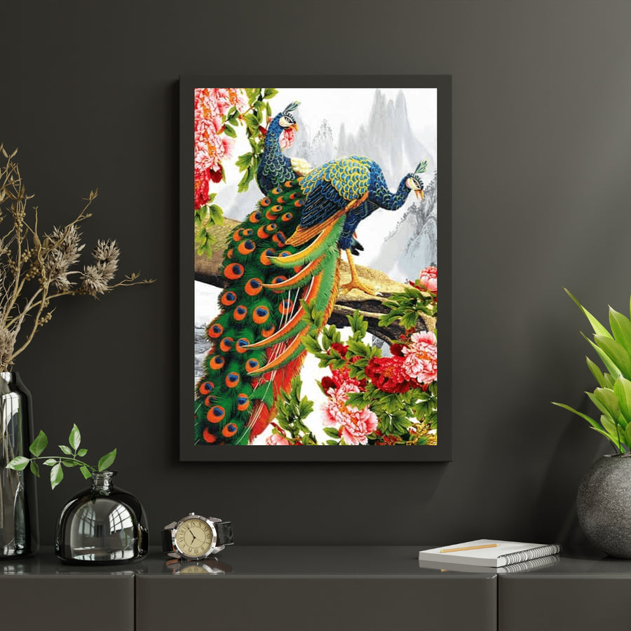 Diamantmalerei Schöner Pfau mit Blume - SEOS Shop ®