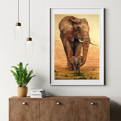 Diamantmalerei Elefant mit Kalb in der Savanne - SEOS Shop ®
