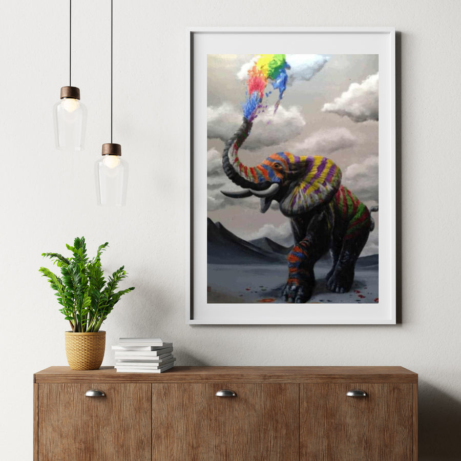 Diamantmalerei Elefant mit Farbexplosion - SEOS Shop ®