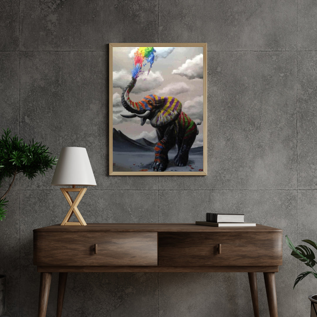 Diamantmalerei Elefant mit Farbexplosion - SEOS Shop ®