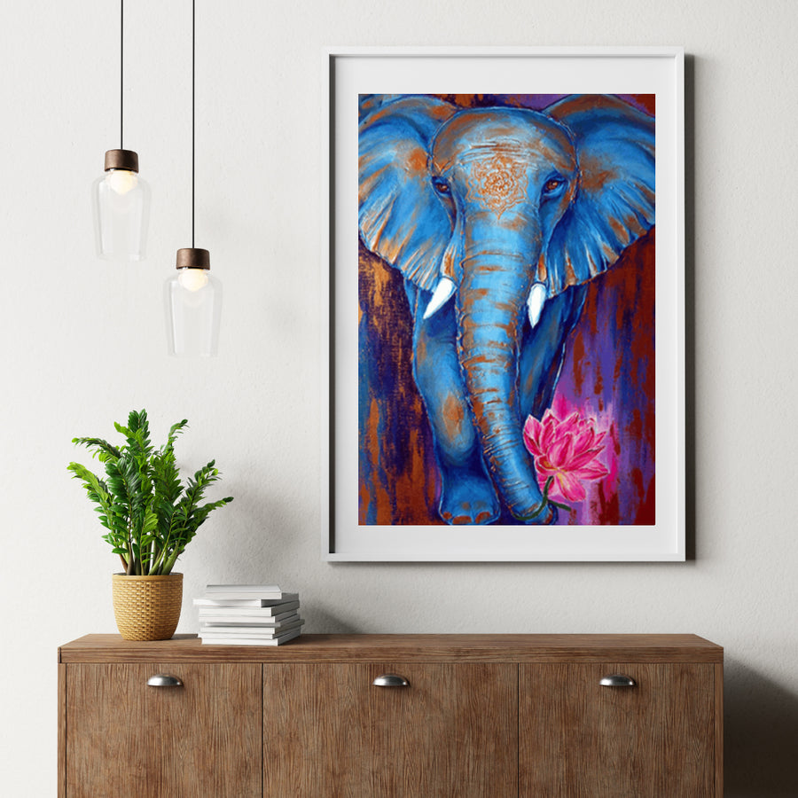 Diamantmalerei Elefant mit rosa Lotus - SEOS Shop ®