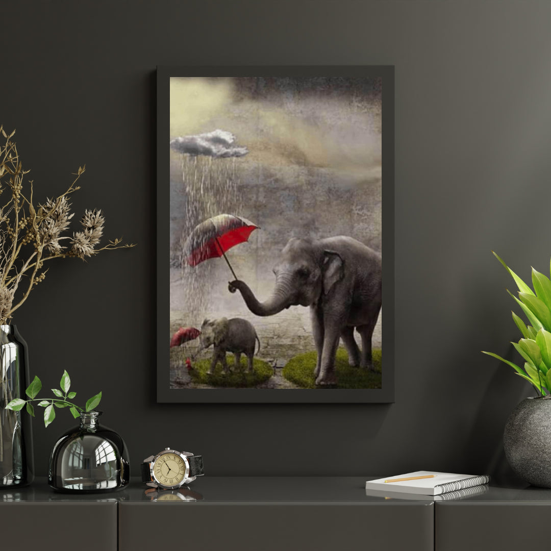Diamantmalerei Elefant mit rotem Regenschirm - SEOS Shop ®