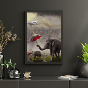 Diamantmalerei Elefant mit rotem Regenschirm - SEOS Shop ®