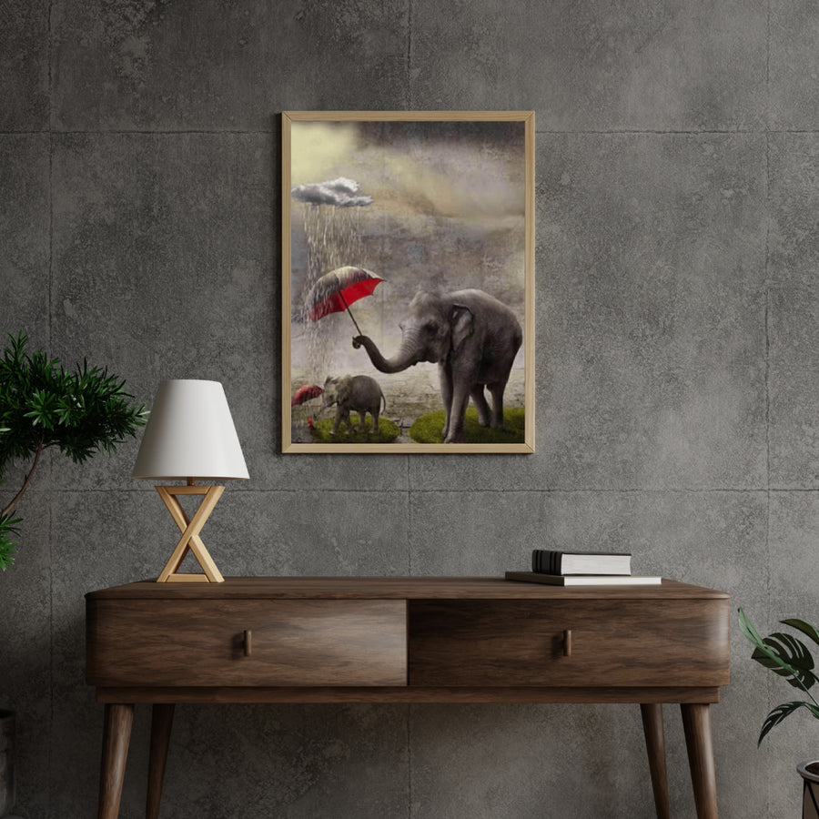 Diamantmalerei Elefant mit rotem Regenschirm - SEOS Shop ®