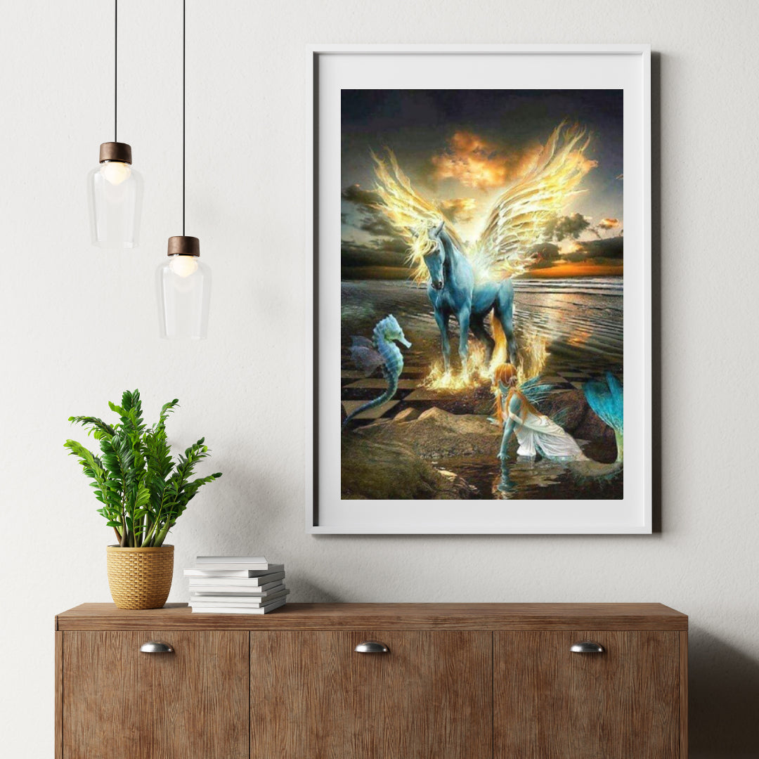 Diamond Painting Pferd, Meerjungfrau und Seepferdchen - SEOS Shop ®