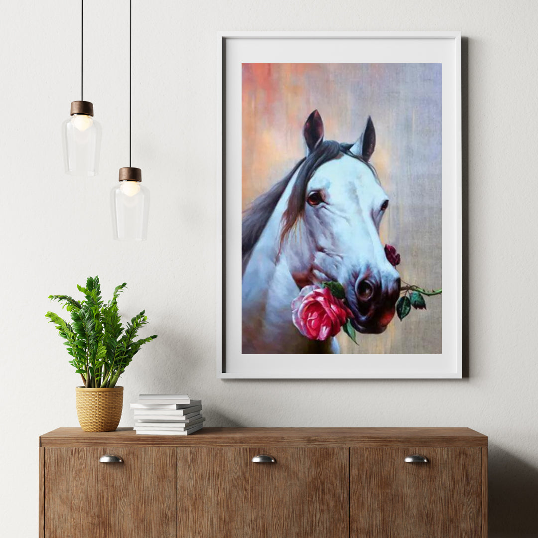 Diamond Painting Pferd mit Rose - SEOS Shop ® 