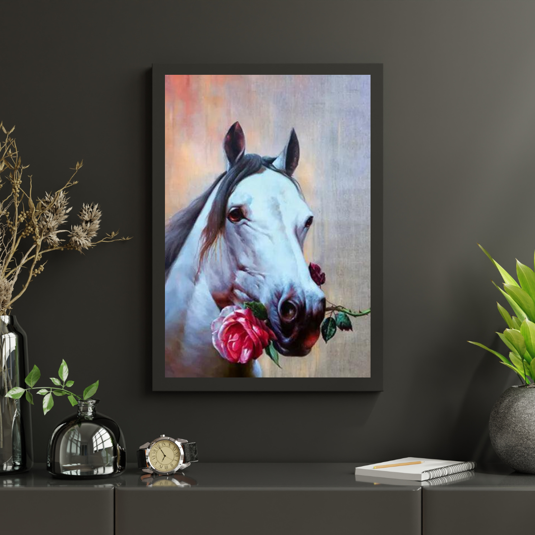 Diamond Painting Pferd mit Rose - SEOS Shop ® 
