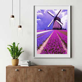 Diamantmalerei Lila Tulpen mit Windmühle - SEOS Shop ®