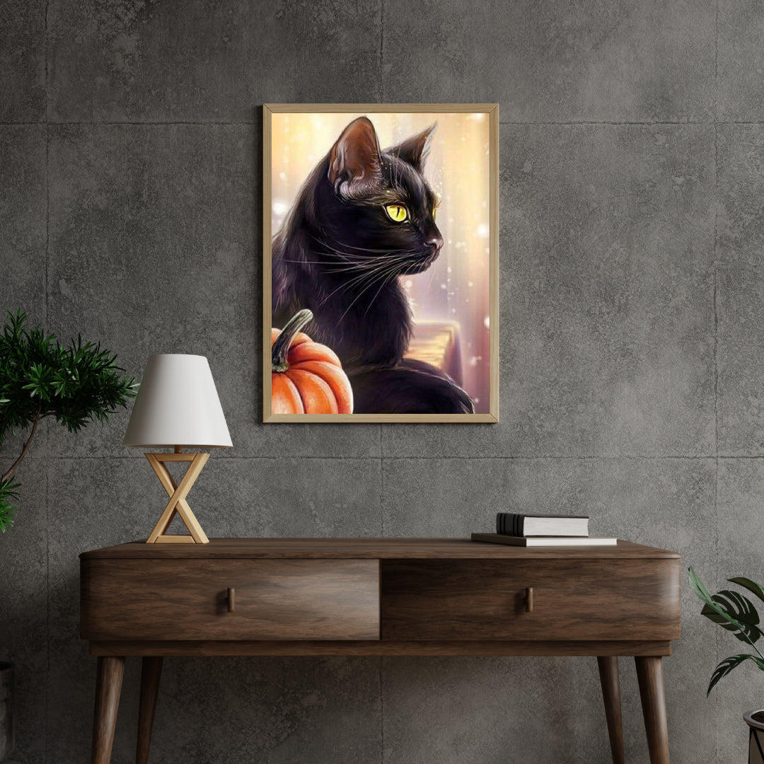Diamantmalerei Kürbis und schwarze Katze - SEOS Shop ®