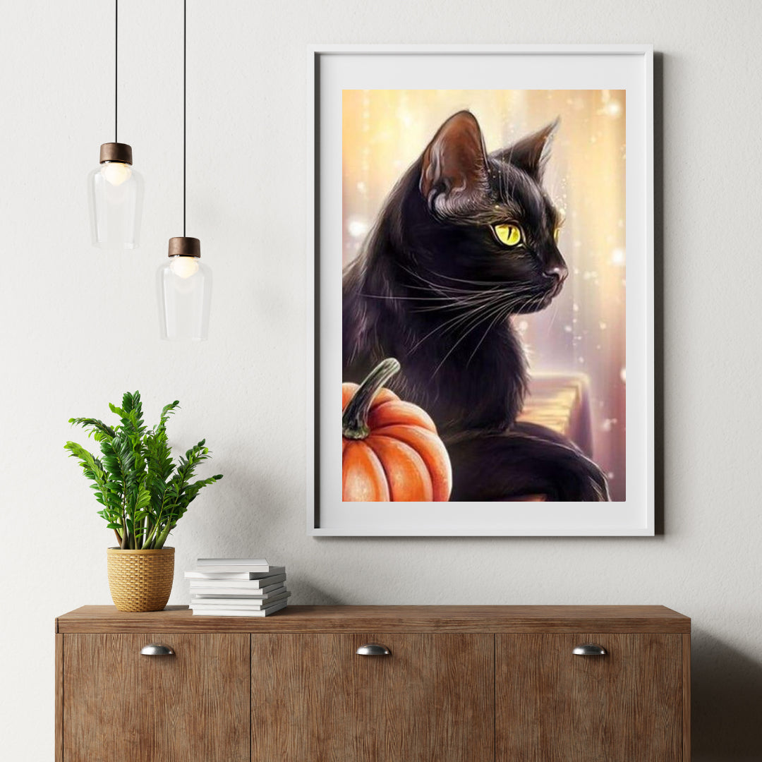 Diamantmalerei Kürbis und schwarze Katze - SEOS Shop ®