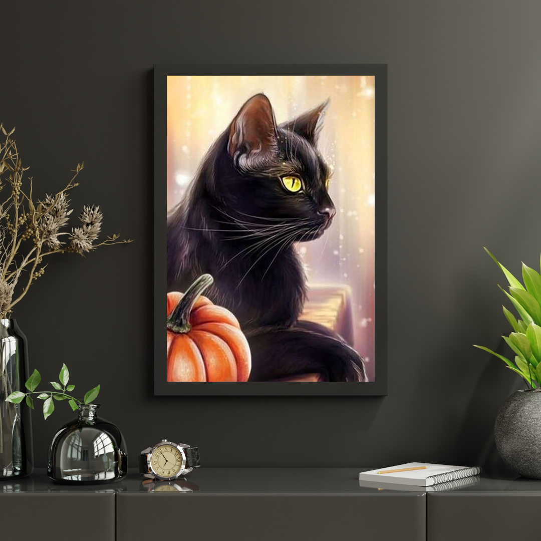 Diamantmalerei Kürbis und schwarze Katze - SEOS Shop ®